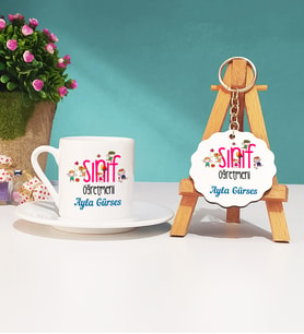 Sınıf Öğretmeni Türk Kahvesi Fincanı ve Anahtarlık Hediye Seti