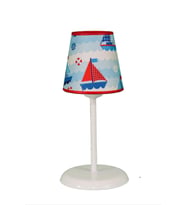 Şenay Aydınlatma Çocuk Odası Konik Kumaş Küçük Abajur-Mavi Yelkenli