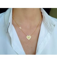 24 Ayar Has Altın Kaplama Kalpli LOVE Kişiye Özel Harfli Kolye