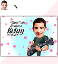 BK Gift Kişiye Özel Bay Gitarist Karikatür Baskılı Yaş Pasta İçin Yenilebilir Şekerli Kağıt  1(Sadece Kağıt)