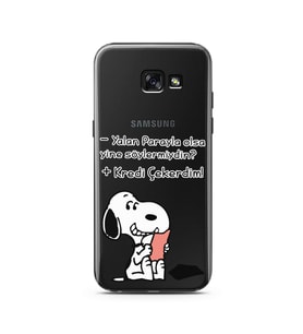 Snoopy Tasarımlı Süper Şeffaf Silikon Telefon Kılıfı Samsung A5 (2015)