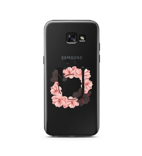 Pembe Çiçekli Harf Tasarım Süper Şeffaf Silikon Telefon Kılıfı Samsung A5 (2015)
