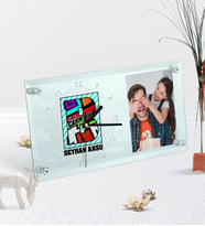 BK Gift Kişiye Özel Fotoğraflı Canım Babam Masaüstü Cam Saat-3 (Beyaz)