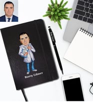 Kişiye Özel Doktor Karikatürlü Siyah Defter Kalem Hediye Seti Bay-3