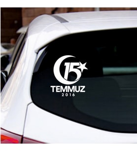 15 Temmuz Araba Arka cam Sticker Yapıştırması