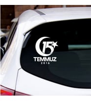 15 Temmuz Araba Arka cam Sticker Yapıştırması