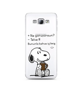 Snoopy Tasarımlı Süper Şeffaf Silikon Telefon Kılıfı Samsung A8 (2015)  