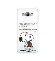 Snoopy Tasarımlı Süper Şeffaf Silikon Telefon Kılıfı Samsung A8 (2015)  