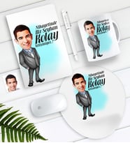BK Gift Kişiye Özel Bay Kolay Yetişmiyor Karikatürlü Defter Kalem Kupa Mouse Pad Seti-1 (Model 1)