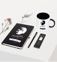 BK Gift Kişiye Özel Atatürk Temalı Siyah Defter Kalem Anahtarlık Kupa Seti - 4