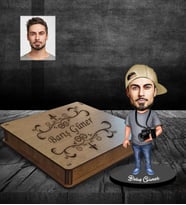 Kişiye Özel Fotoğrafçı Karikatürlü Ahşap Biblo Kutulu Bay-3