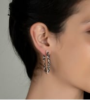 Gümüş Zirkon Taşlı Abiye Günlük Stil Tasarım Küpe (Rose)