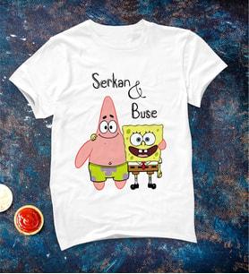 Kişiye Özel Sünger Bob ve Patrick Tişörtü ( Büyük - Çocuk )