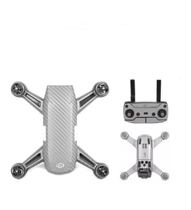 Dji Spark için Gümüş Karbon Grafik Su Geçirmez PVC Cilt Çıkartma Seti