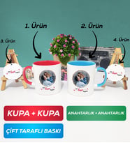 İkili Kırmızı Mavi Sevgiliye Sevgililer Günü Hediyesi 11 Kupa Bardak Anahtarlık