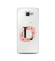 Pembe Çiçekli Harf Tasarım Süper Şeffaf Silikon Telefon Kılıfı Samsung A3 (2016)