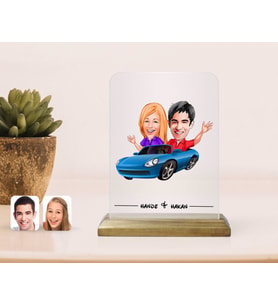 BK Gift Kişiye Özel Sevgililer Karikatürlü Çerçeve-52 (Beyaz)