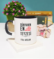 Teyze Tasarımlı Kişiye Özel Teyze Kupa Bardak Siyah