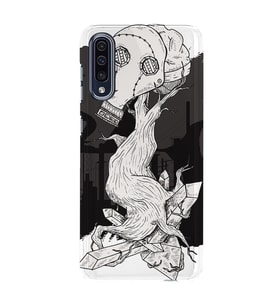 Kılıfland Samsung Galaxy A70 Kılıf Silikon Resimli Kapak Gas Mask Retro Stok 442