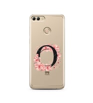 Pembe Çiçekli Harf Tasarım Süper Şeffaf Silikon Telefon Kılıfı Huawei Y9 2018 O-