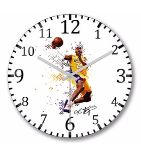 Kobe Bryant Signature Duvar Saati Bombeli Gercek Cam
