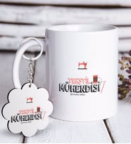 BK Gift Kişiye Özel Mesleki Tekstil Mühendisi Beyaz Kupa ve Anahtarlık Hediye Seti-1 (Model 1)