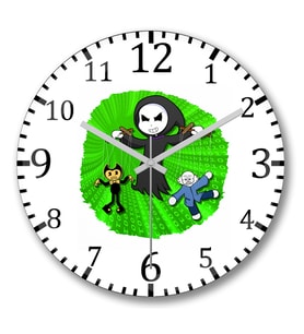 Toddyn Bendy Sans Puppet Green Duvar Saati Bombeli Gercek Cam