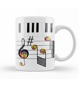 Piano  Piyano  Müzik  Notaları Kupa Bardak Porselen