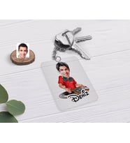 BK Gift Kişiye Özel Erkek DJ Karikatürlü Şeffaf Pleksi Anahtarlık (Beyaz)