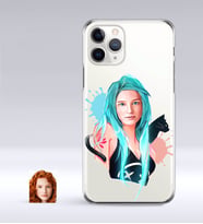 BK Gift Kişiye Özel Kedili Kız Karikatürlü iPhone 11 Pro İnce Şeffaf Silikon Telefon Kapağı-1 (Beyaz)