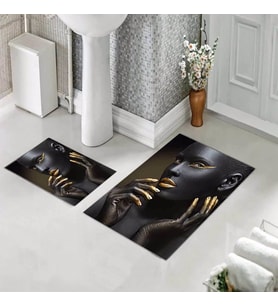 Banyo Halısı Ikili Klozet Takımı Kaymaz Tabanlı (60 xm x 100 cm + 40 cm x 60 cm) 