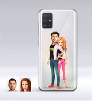 BK Gift Kişiye Özel Sevgililer Karikatürlü Samsung Galaxy A51 İnce Şeffaf Silikon Telefon Kapağı-39 (Beyaz)