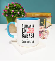 Baba Tasarımlı Kişiye Özel Babalar Günü Hediyesi Kupa Bardak Mavi