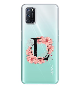 Pembe Çiçekli Harf Tasarım Süper Şeffaf Silikon Telefon Kılıfı Oppo A52-A72 L-Ha