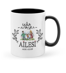 BK Gift Kişiye Özel Yılın En İyi Ailesi Siyah Kupa Bardak  2