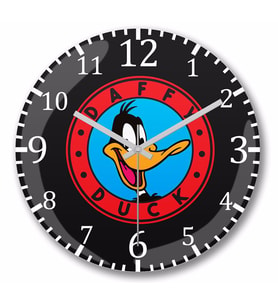 Daffy Duck Duvar Saati Bombeli Gercek Cam
