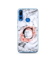 Mermer Çiçekli Harf Tasarım Süper Şeffaf Silikon Telefon Kılıfı Huawei Y9 Prime 