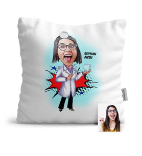 BK Gift Kişiye Özel Diş Hekimi Karikatür  Yastık  3