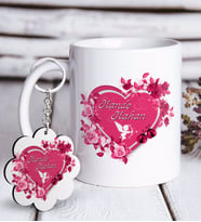 BK Gift Kişiye Özel Sevgililer Günü Beyaz Kupa ve Anahtarlık Hediye Seti-3 (Model 1)