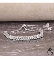 Else Silver Pırlanta Modeli Mekik Taşlı Su Yolu Gümüş Bileklik