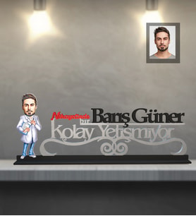 Kişiye Özel Doktor Karikatürlü Kolay Yetişmiyor Ahşap Biblo Bay-3