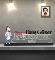 Kişiye Özel Doktor Karikatürlü Kolay Yetişmiyor Ahşap Biblo Bay-3