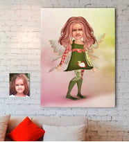 BK Gift Kişiye Özel Kız Çocuk Peri Karikatürlü Kanvas Tablo 70x100cm-1