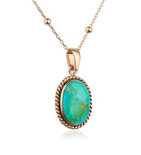 Oval Firuze Kolye - Rose