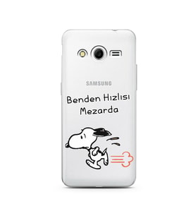 Snoopy Tasarımlı Süper Şeffaf Silikon Telefon Kılıfı Samsung Core 2