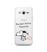 Snoopy Tasarımlı Süper Şeffaf Silikon Telefon Kılıfı Samsung Core 2
