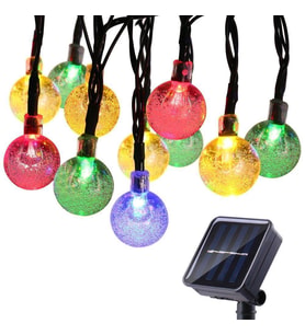 KRİSTAL RENKLİ GÜNEŞ ENERJİLİ 6 METRE 49 LED BAHÇE TERAS PARTİ BALKON SÜSÜ AYDINLATMA LAMBASI