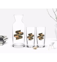 BK Gift Kişiye Özel Renkli Baskılı Yarıya Kadar Değil Yaraya Kadar Tasarımlı İkili Rakı Bardağı ve Karaf Hediye Seti-6 (Model 1)