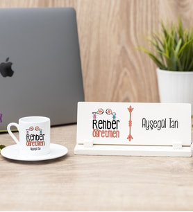 Rehber Öğretmen Türk Kahvesi Fincanı Ve Masa İsimliği Hediye Seti