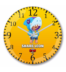 Brawl Stars Shark  Leon  Duvar Saati Bombeli Gercek Cam